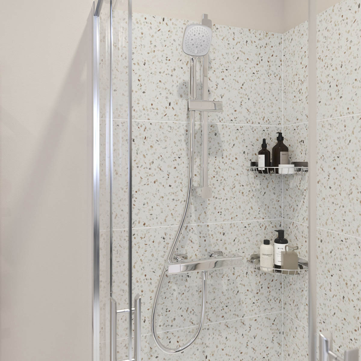 Thermostatic Mixer Shower 3 Spray Pattern Brass Square Head Modern Bathroom - Image 4