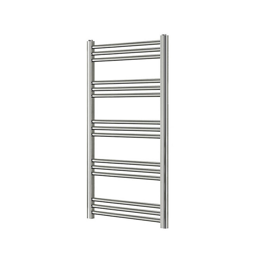 Towel Rail Warmer Wall Mounted Chrome Flat Steel Fittings (W) 500mm (H) 1100mm - Image 1