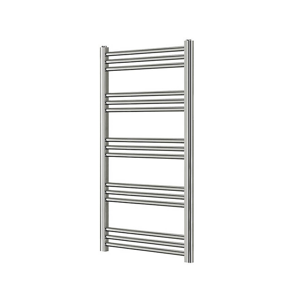 Towel Rail Warmer Wall Mounted Chrome Flat Steel Fittings (W) 500mm (H) 1100mm - Image 1