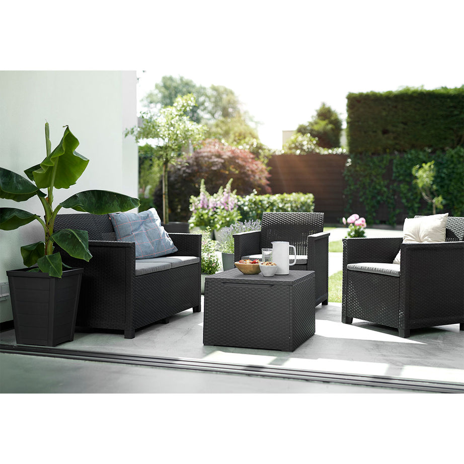 Rattan Garden Set 4 Seater Coffee Outdoor Furniture Sofa Storage 2 x  Armchair - Image 1
