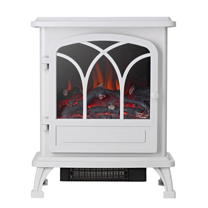 Electric Stove Heater Fireplace Cream Freestanding Flame Effect Remote Control - Image 2