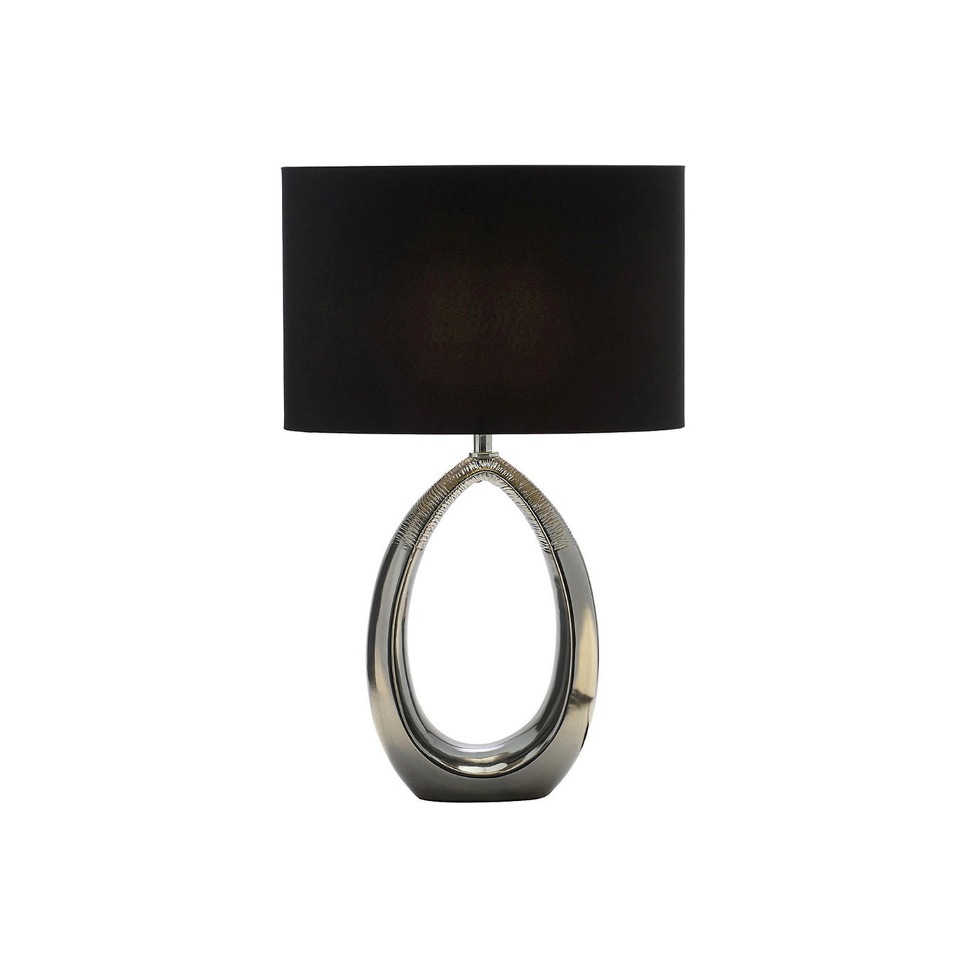Table Lamp Oval Black Drum Shade Eirene Modern Ceramic Bedside Living Room - Image 5