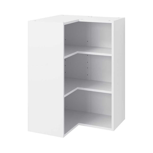 Corner Wall Cabinet Tall Chipboard Matt White 2 Shelves (W)630mm (D)320mm - Image 1