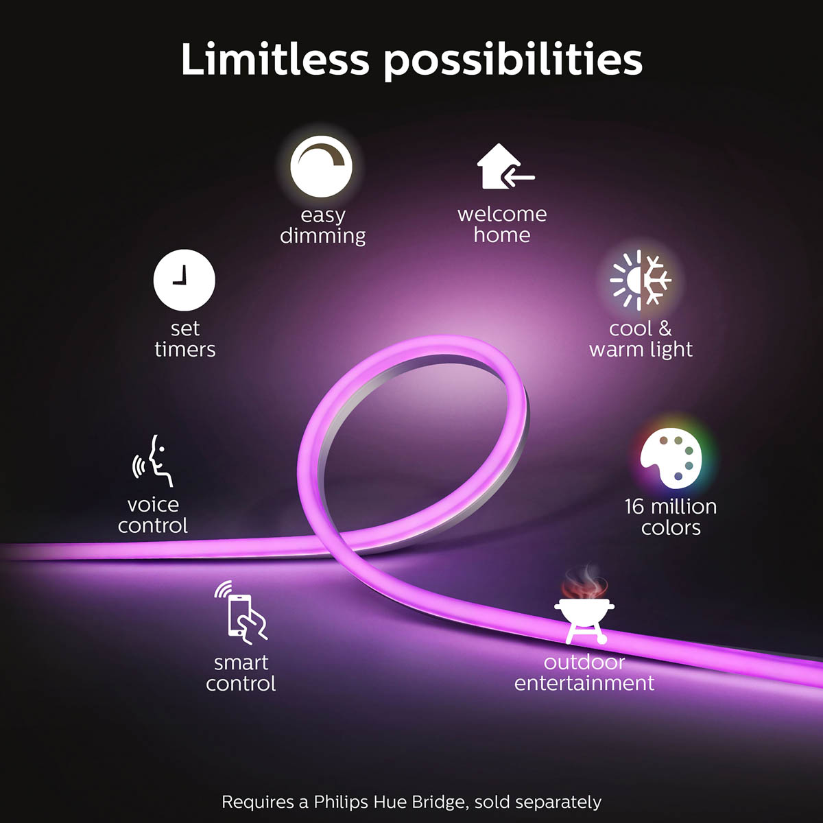 Philips Hue LED Strip Light Smart Outdoor Flexible Dimmable Multicolour 1.99m - Image 4