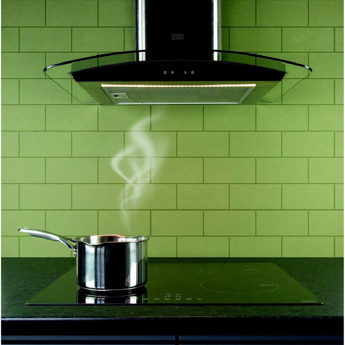 Cooker Hood Kicthen Extractor Fan Curved Glass CL60CGRF Stainless Steel LED 60cm - Image 2