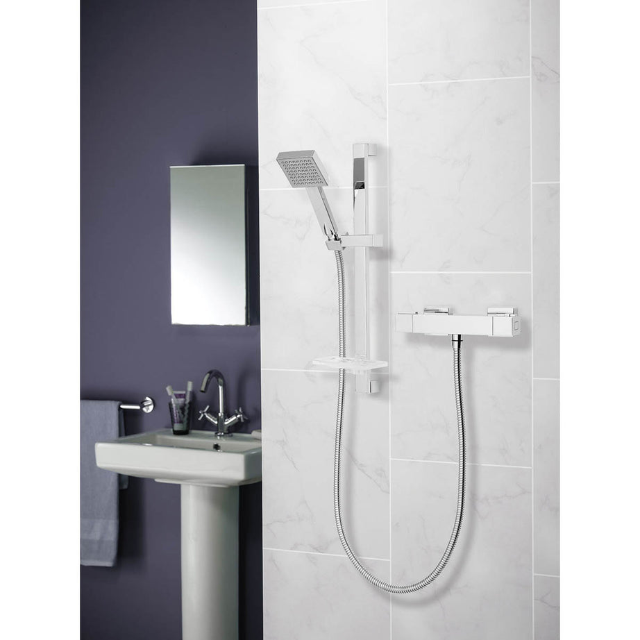 Triton Thermostatic Mixer Shower Chrome Single Spray Pattern Square Head - Image 3
