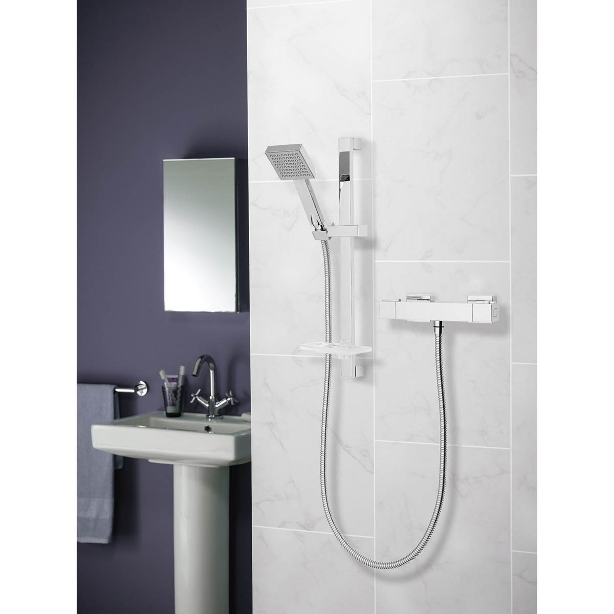 Triton Thermostatic Mixer Shower Chrome Single Spray Pattern Square Head - Image 3