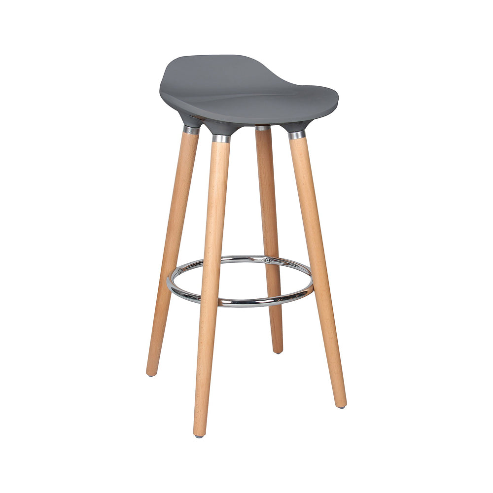 Cooke & Lewis Shira Bar Stool Chair Anthracite Grey Solid Beech Wooden Legs - Image 1