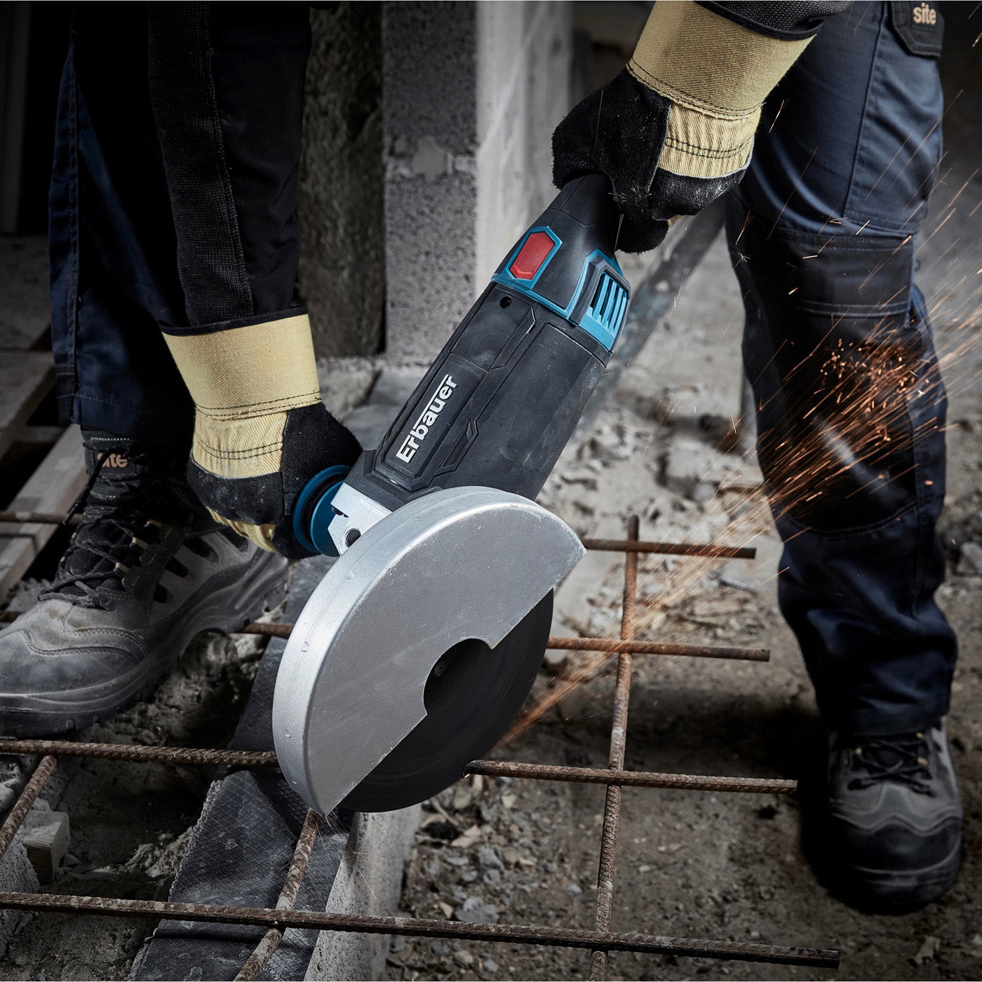 Erbauer Angle Grinder Electric EAG2200 230mm Soft Grip Compact Soft Start 2200W - Image 4