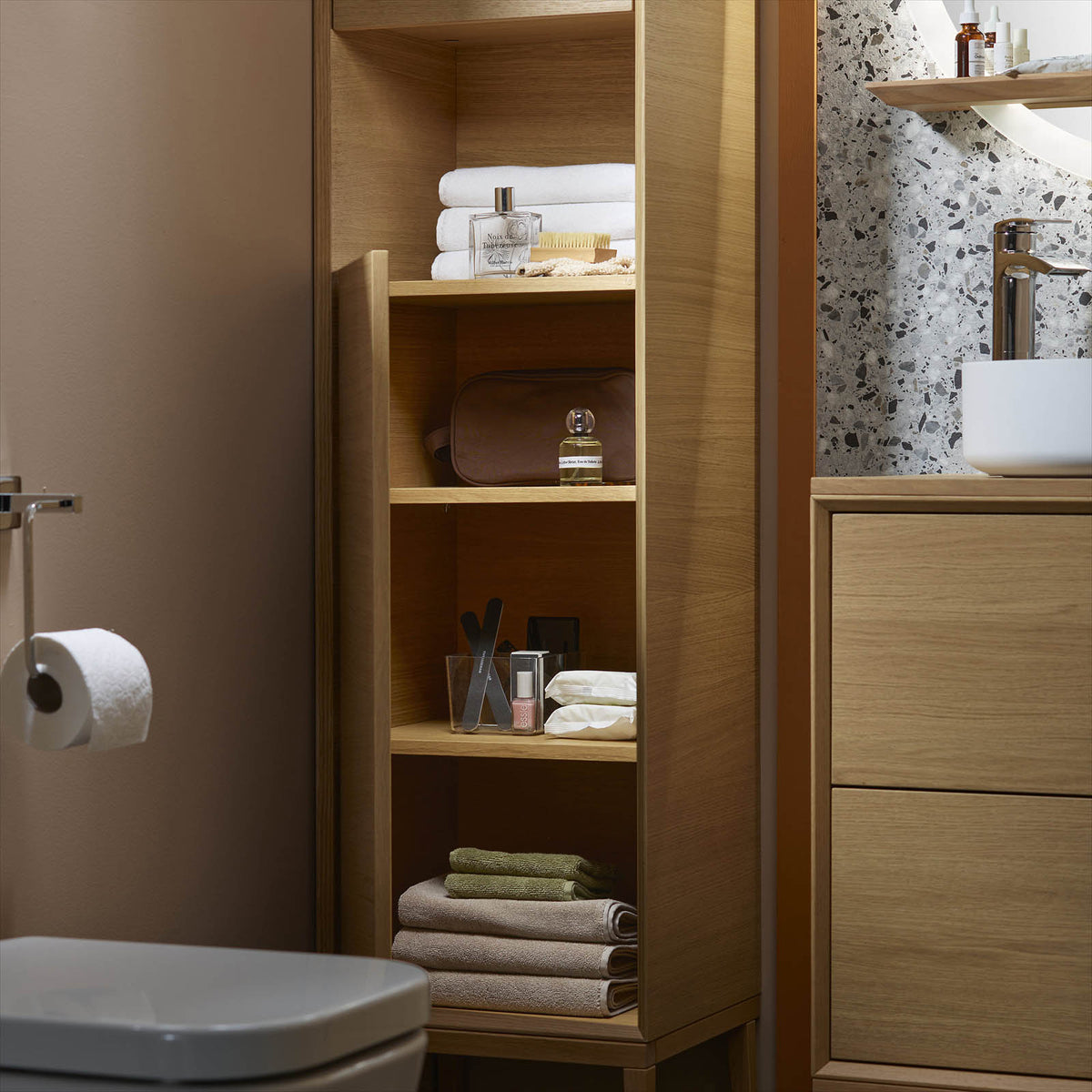 GoodHome Avela Tall Matt Oak effect Bathroom Single Cabinet (H)170cm (W)40cm - Image 6