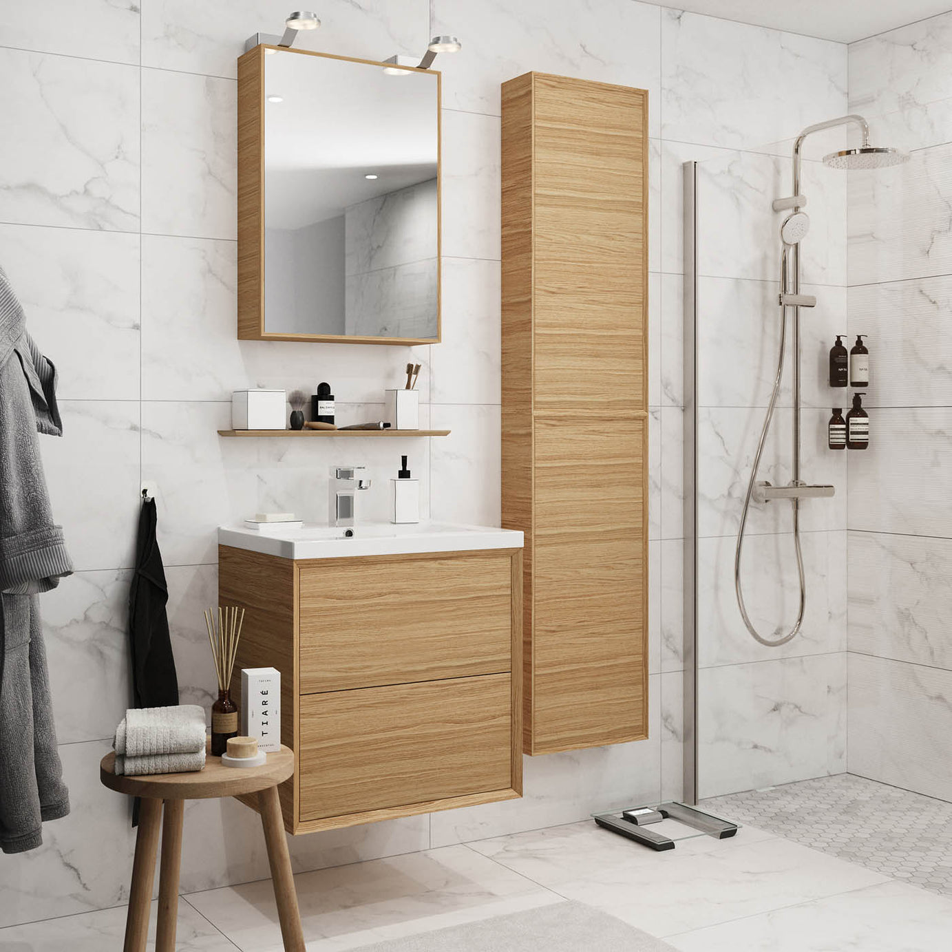 Avela Bathroom Vanity unit Wall-Mounted Matt Oak Effect Modern (H)600 (W)600mm - Image 4