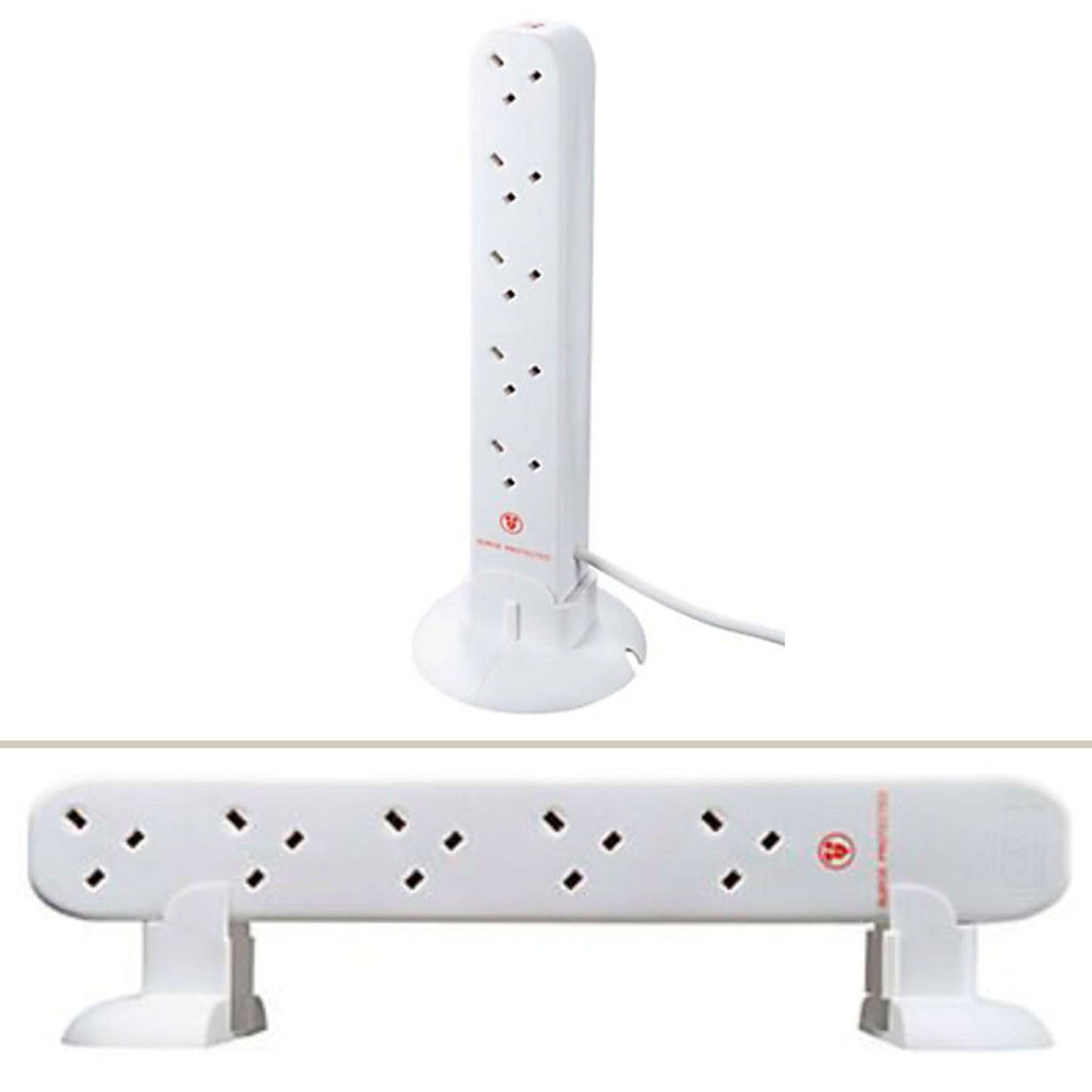 Masterplug Extension Lead 10 Socket Unswitched White 13A 2 USB Outlets Type A 1m - Image 1