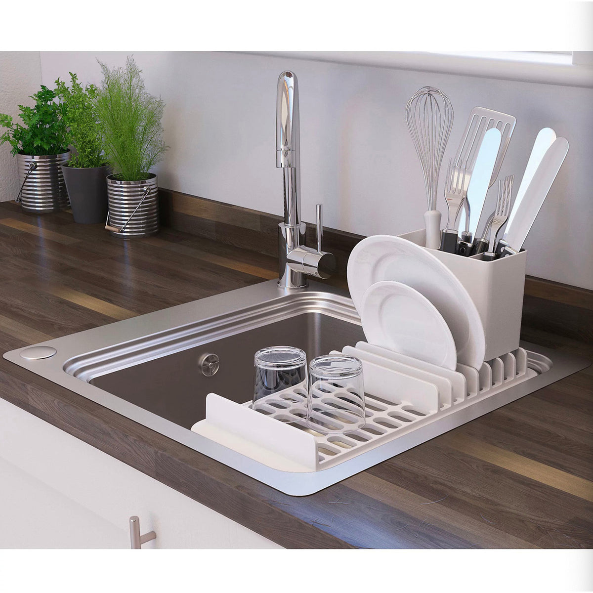 GoodHome Kitchen Sink 1 Bowl Stainless Steel Rectangular (W)511 x (L)560mm - Image 5
