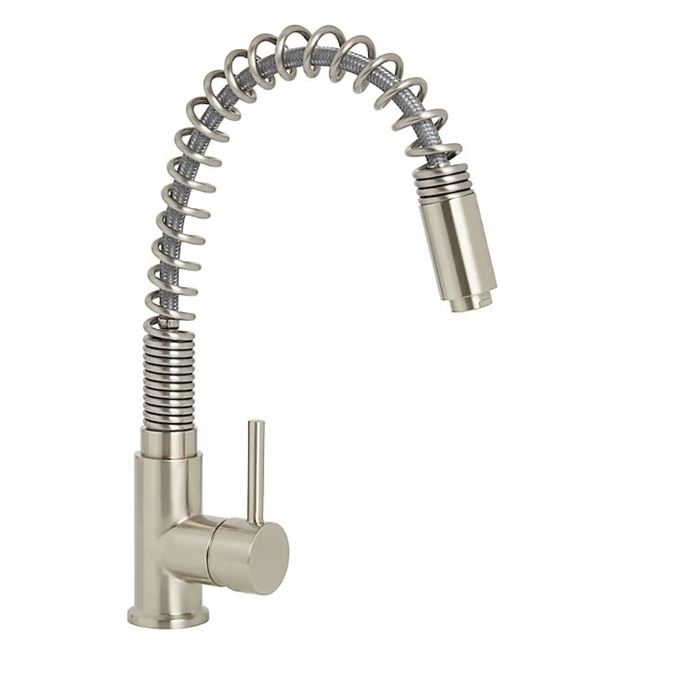 Kitchen Mixer Tap Single Side Lever Spring Neck Modern Nickel Brushed Effect - Image 3
