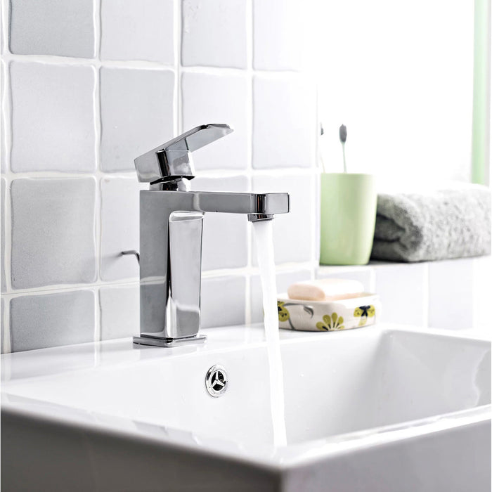 Basin Mixer Tap Pazar 1 Lever Chrome-Plated Contemporary Bathroom With Waste - Image 4