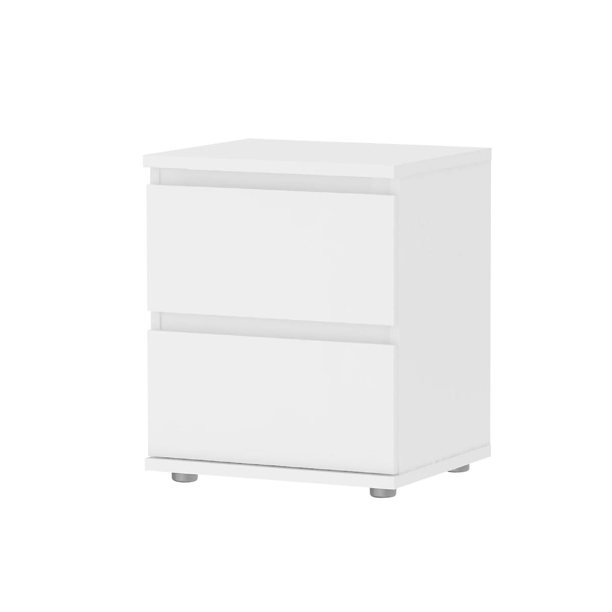 Nova Bedside Table 2 Drawer Matt White Bedroom Storage - Image 3