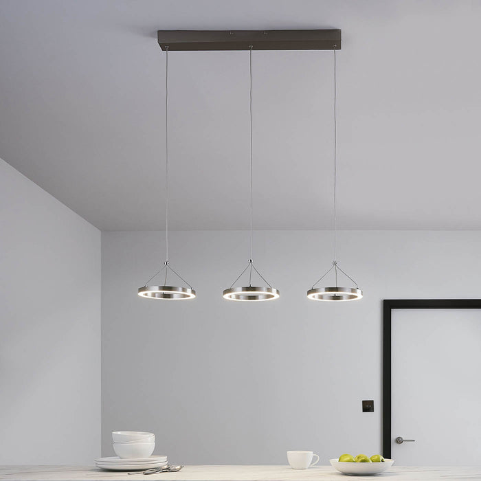 Pendant Ceiling Light Chrome 3 Way Indoor Contemporary Warm White 2300lm LED 36W - Image 2