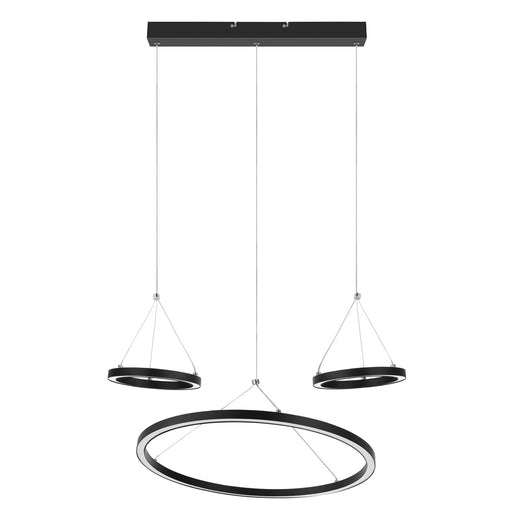 LED Pendant Ceiling Light Matt Black 3 Way Hanging Adjustable Dining (Dia)50cm - Image 1
