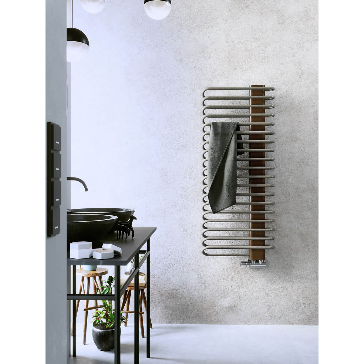Terma Towel Warmer Radiator Vertical Nickel Gloss Copper (W)500mm x (H)1200mm - Image 3