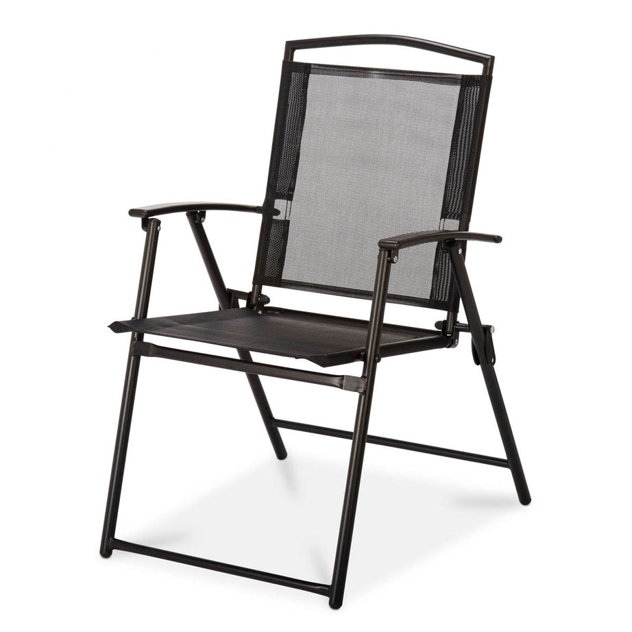 Outdoor 6 Seater Dining Set Matt Black Metal Foldable Durable Comfortable - Image 3