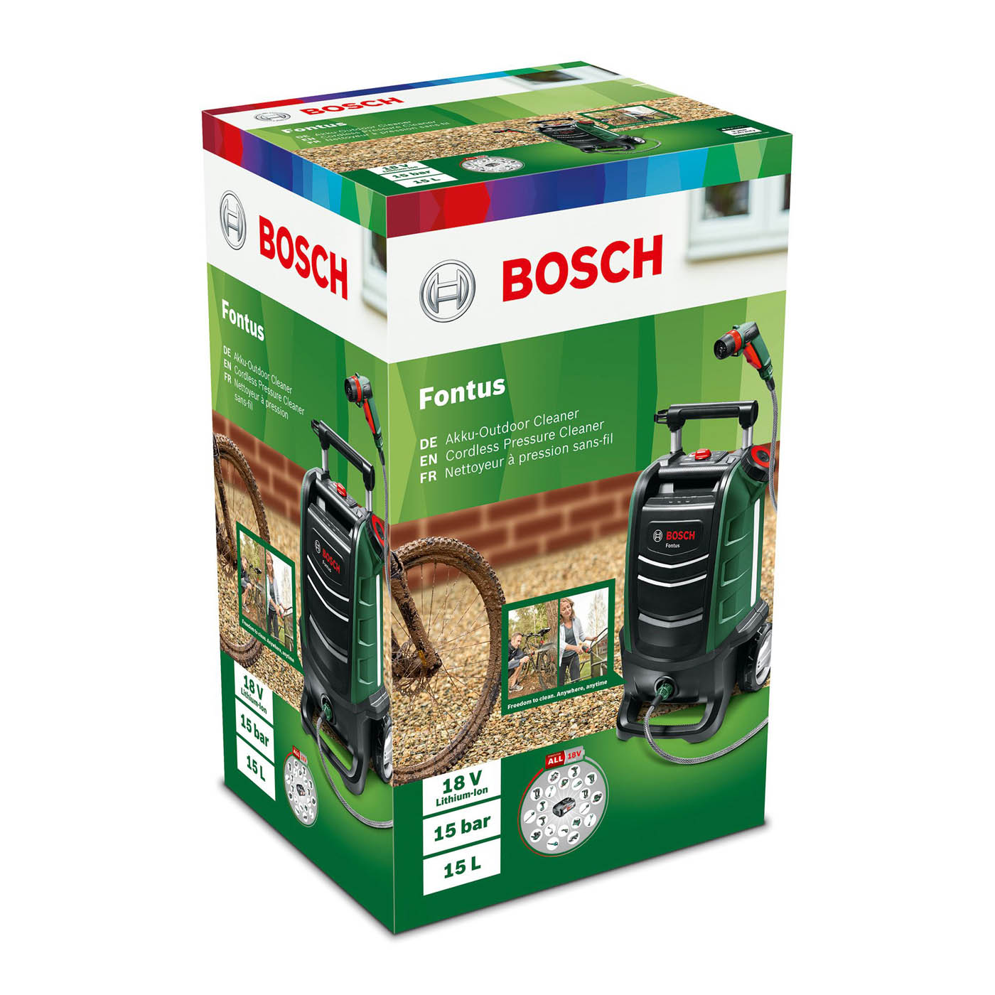 Bosch Pressure Washer Cordless 18V Li-Ion Power4All Home Patio Car Jet Cleaner - Image 2
