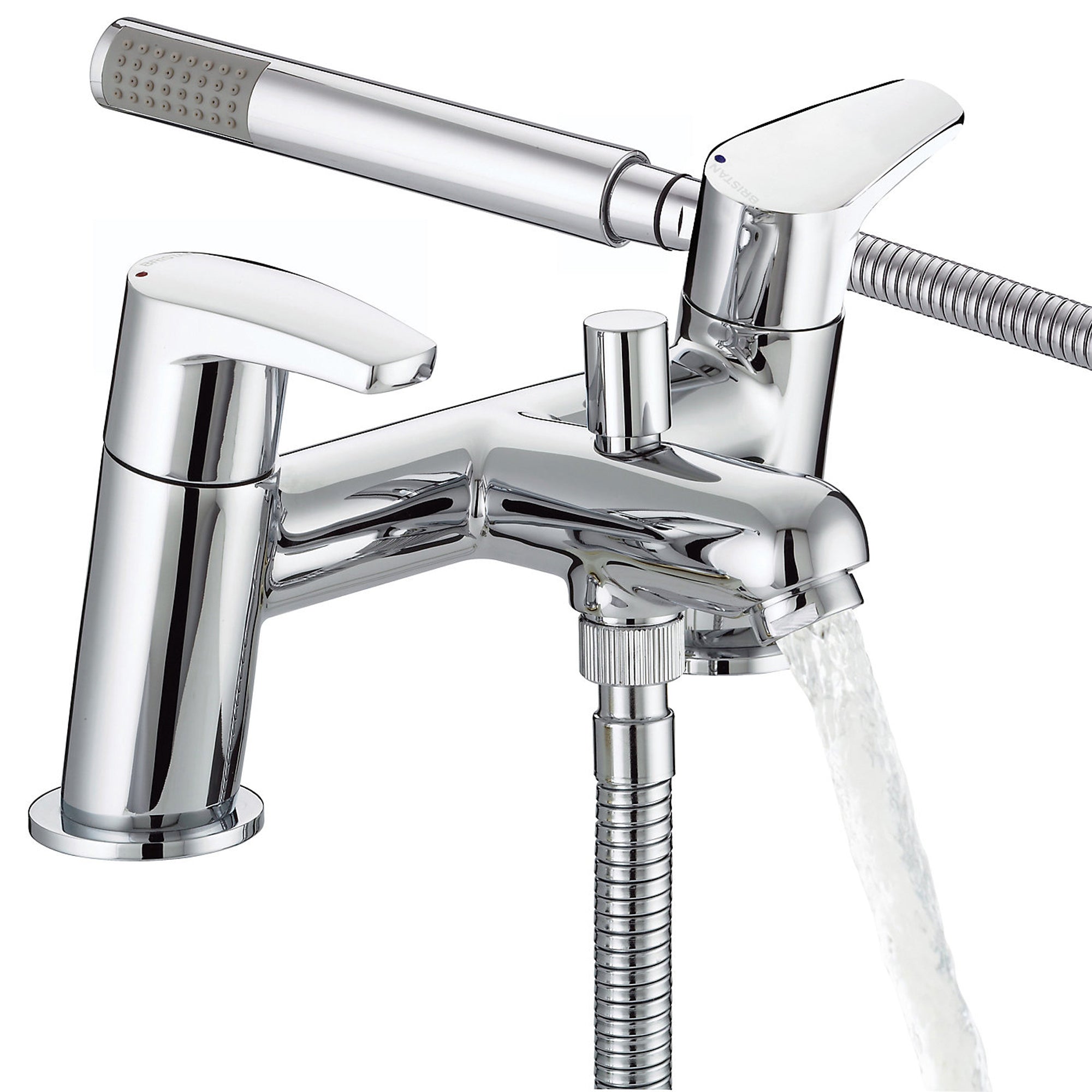 Bristan Bath Filler Tap Mixer With Hand Held Set Chrome Double Lever Bathroom - Image 1