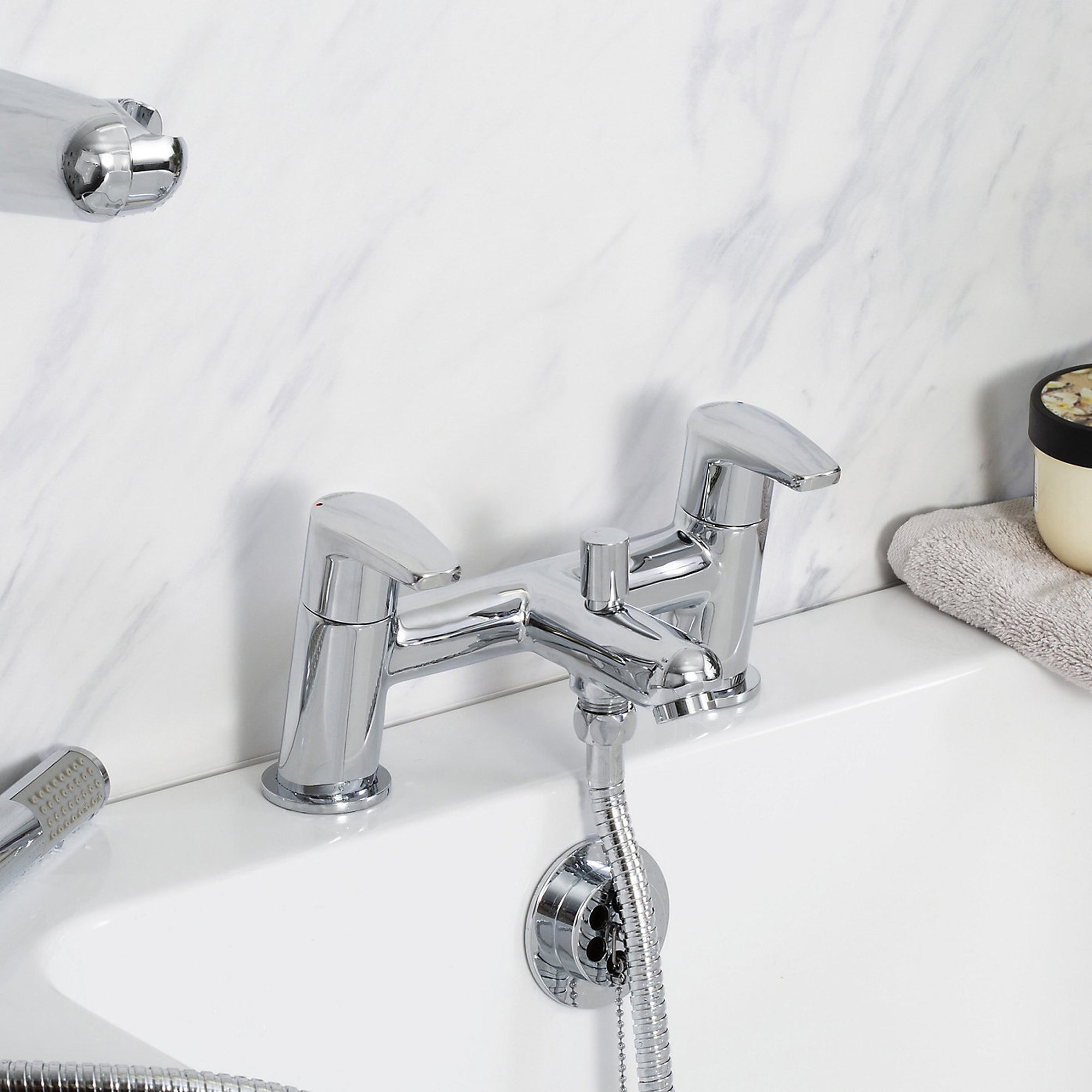 Bristan Bath Filler Tap Mixer With Hand Held Set Chrome Double Lever Bathroom - Image 3