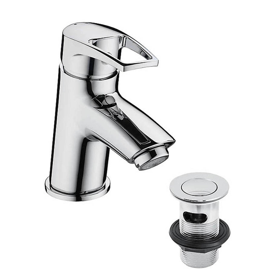 Bristan Basin Tap Mixer Chrome Single Lever Clicker Waste Modern Bathroom - Image 1