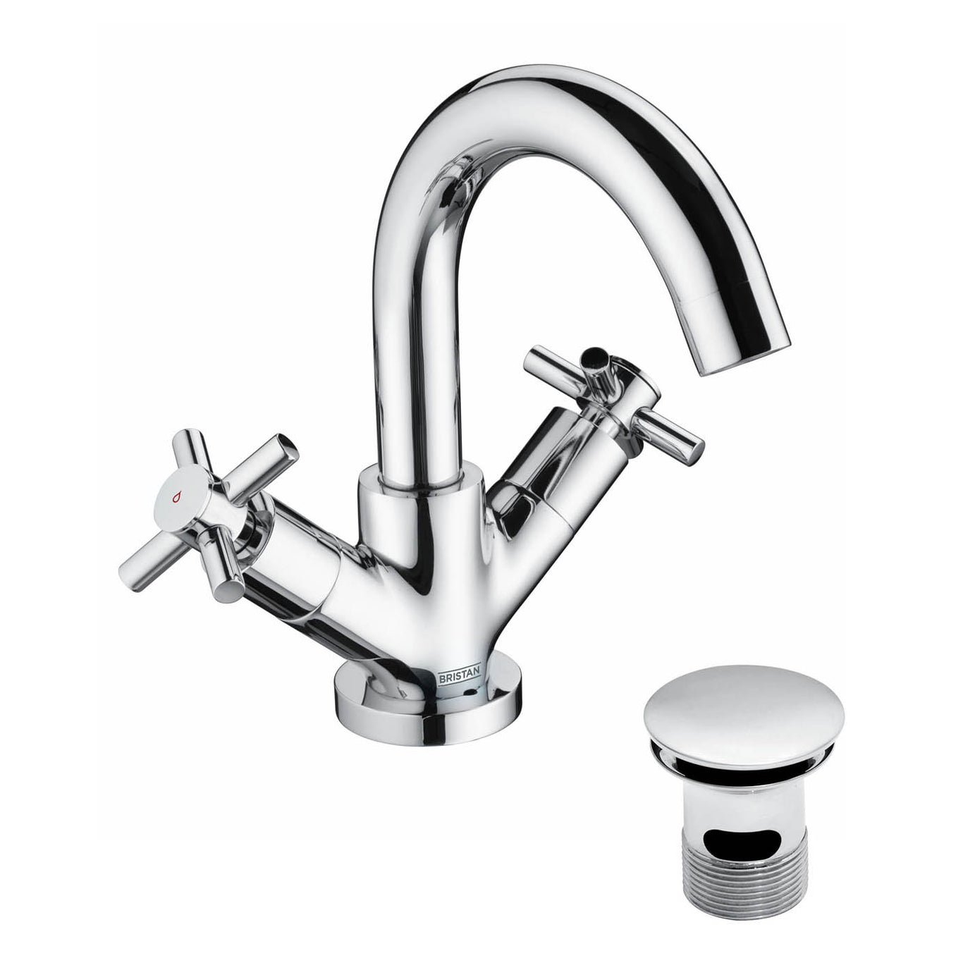 Bristan Bathroom Basin Tap Mixer Chrome Ceramic Disc ¼ Turn Waste Contemporary - Image 1