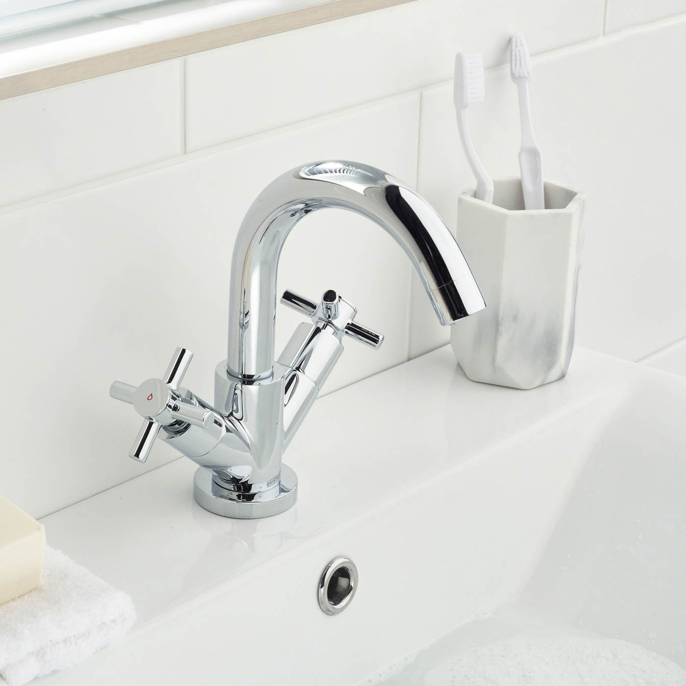 Bristan Bathroom Basin Tap Mixer Chrome Ceramic Disc ¼ Turn Waste Contemporary - Image 3