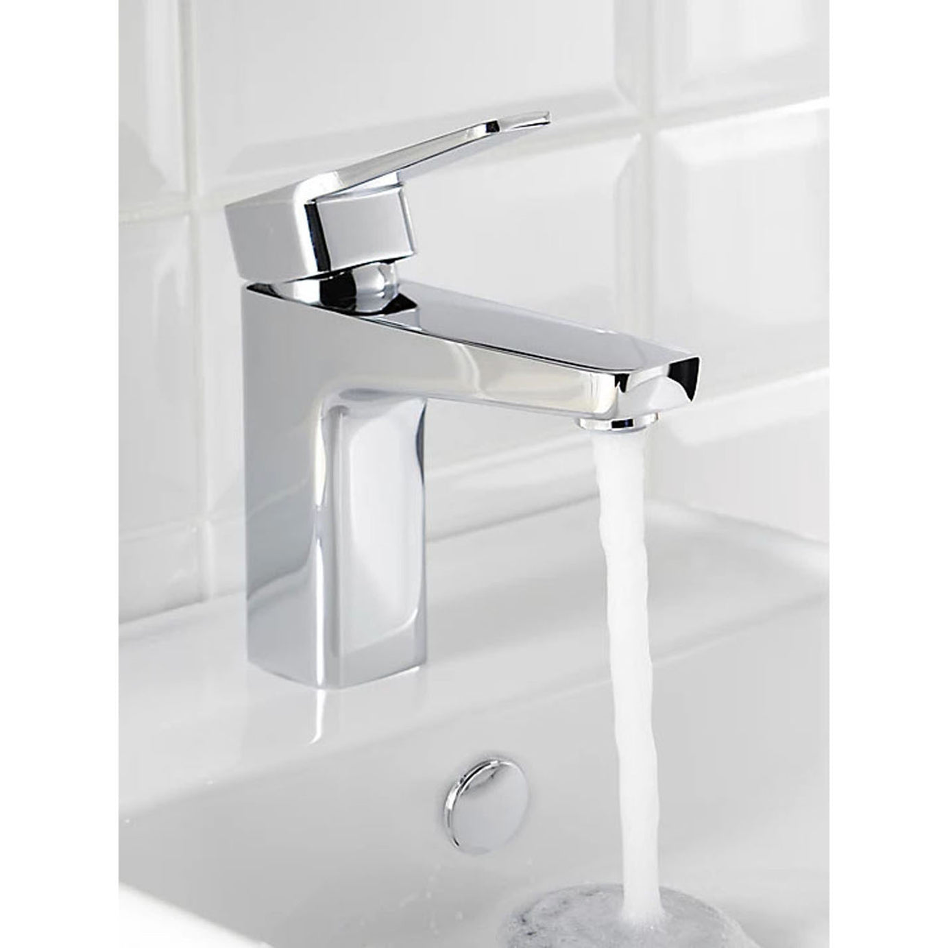 Bathroom Basin Tap Mixer Single Lever Ceramic Cartridge Waste Modern Faucet - Image 3