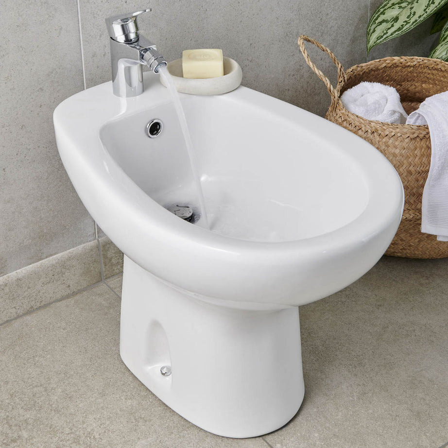 Bidet Tap Mono Mixer Chrome Round Single Lever Pop Up Waste Bathroom Modern - Image 4