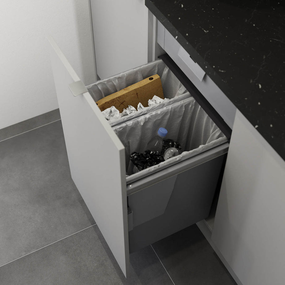 Kitchen Pull Out Waste Bin Integrated For Cabinet Anthracite Rectangular 58L - Image 2