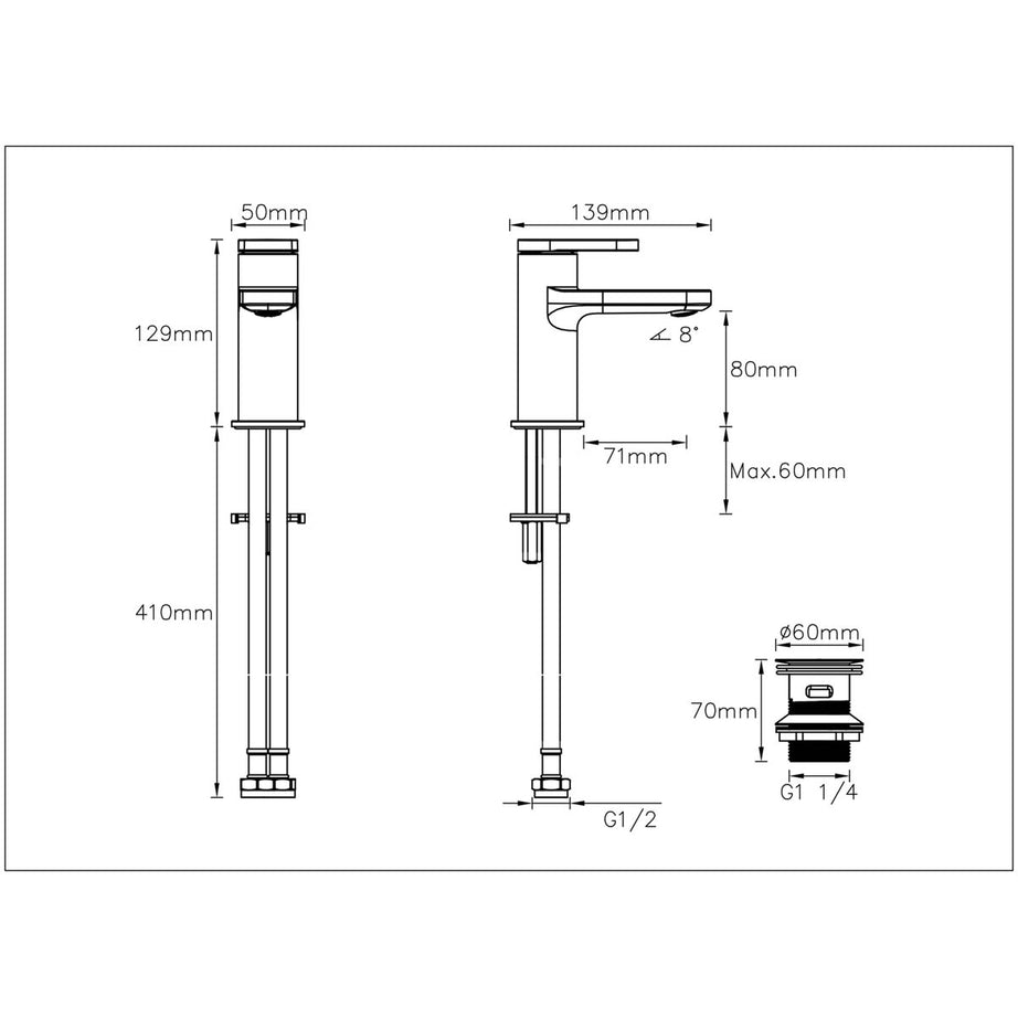 Bathroom Basin Tap Mono Mixer Chrome Single Lever Full Turn Modern Faucet - Image 3