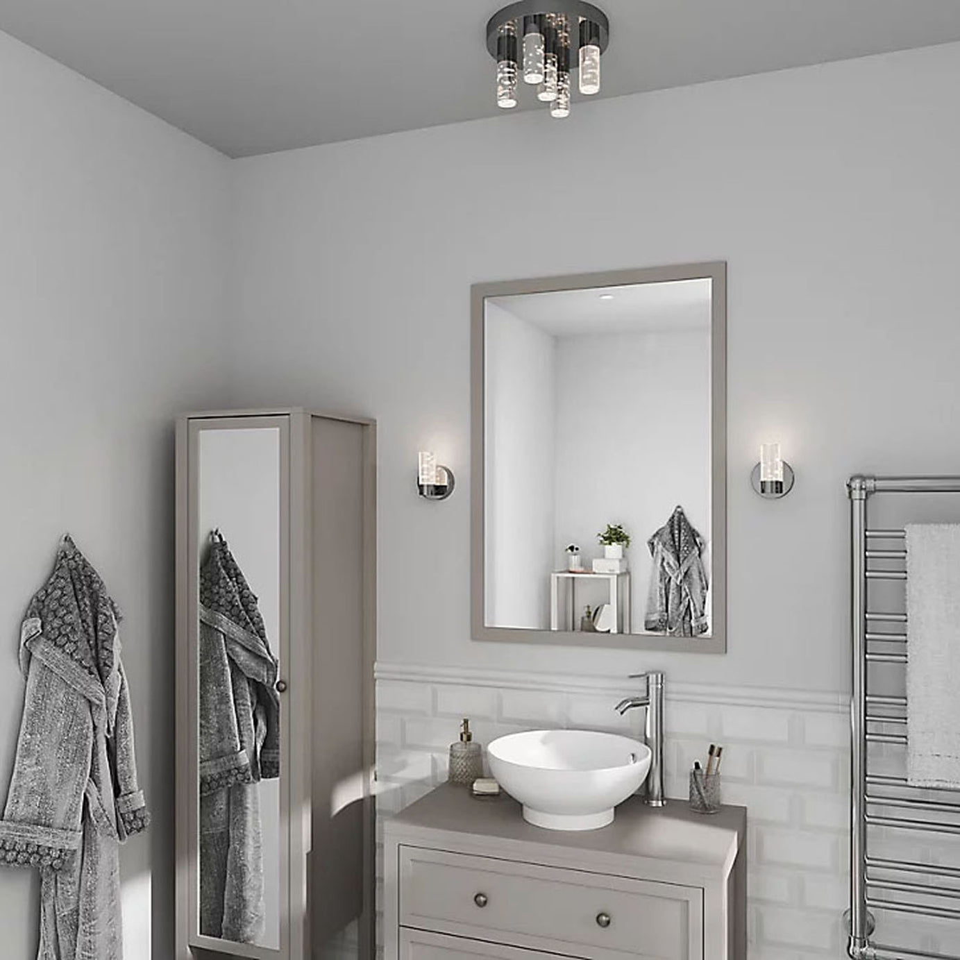 Bathroom LED Ceiling Light 5 Lamp 40W Chrome Effect 1200Lm IP44 With Bulb - Image 4