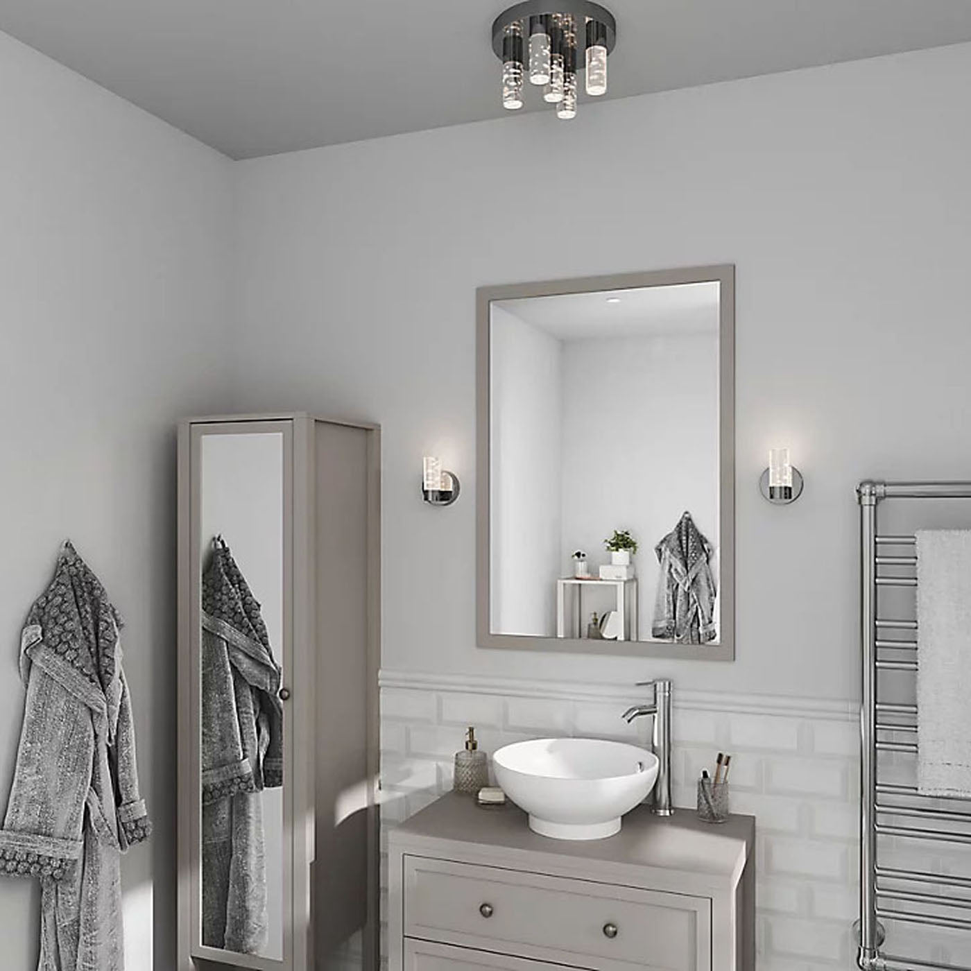 Bathroom LED Ceiling Light 5 Lamp 40W Chrome Effect 1200Lm IP44 With Bulb - Image 4