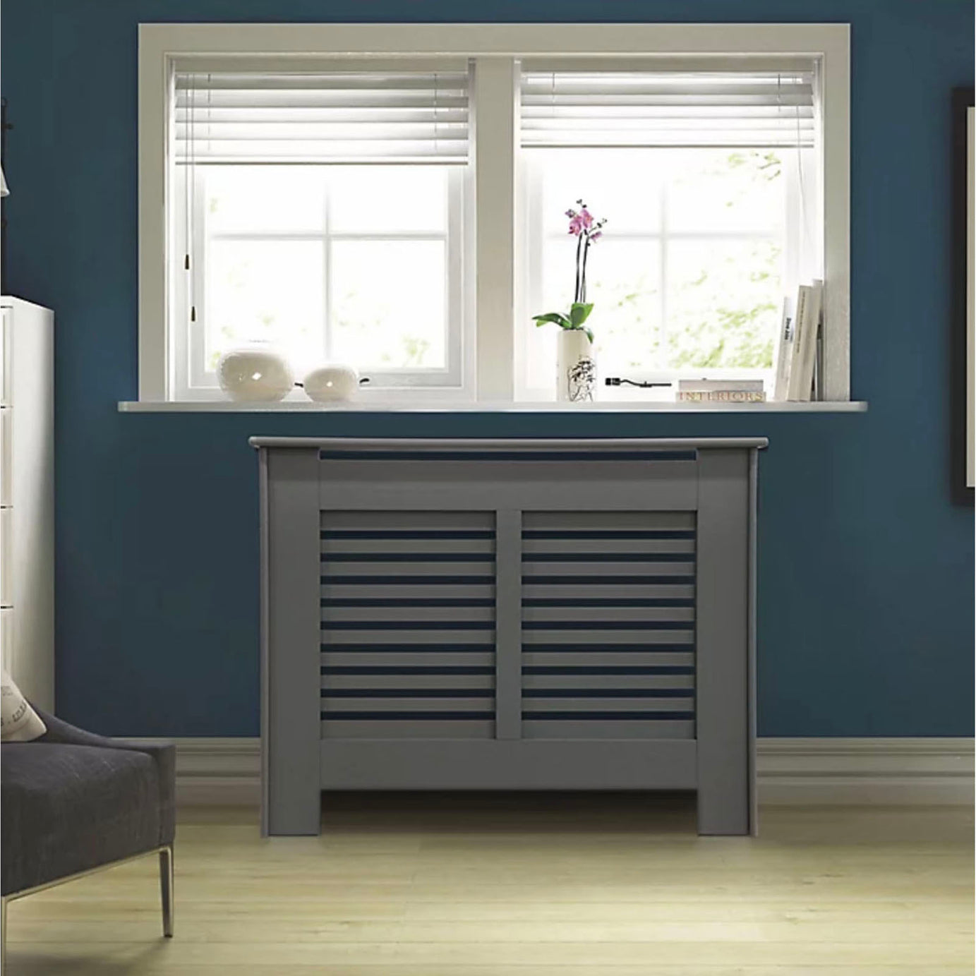 Radiator Cover Suffolk Grey Horizontal Slate Design (H) 800 x (W) 1020mm - Image 1