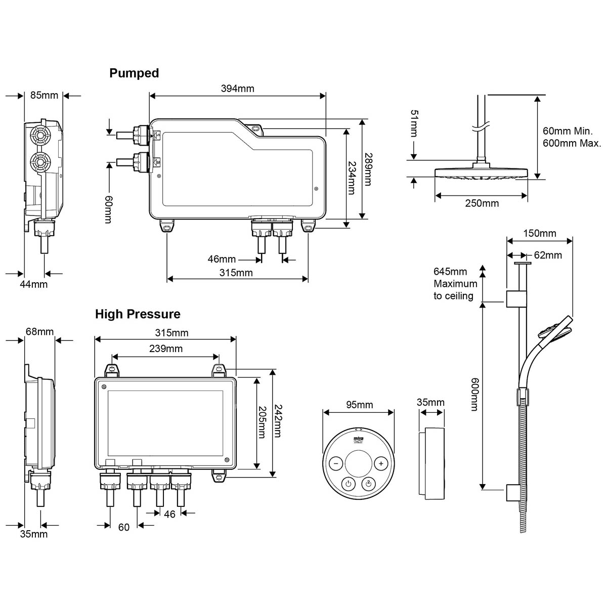 Mira Dual Mixer Shower 4 Spray Pattern Chrome Effect Digital Thermostatic - Image 3