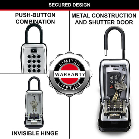 Master Lock Combination Key Safe 12 Digit Push Button Wall Mounted Keys Holder - Image 6
