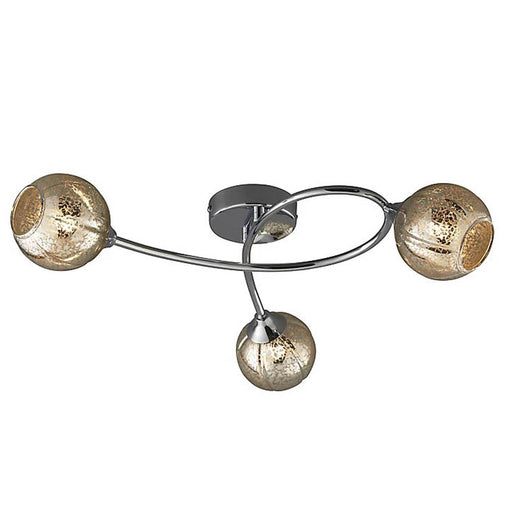Ceiling Light 3 Way Dimmable Multi Arm Chrome Effect Crackled Glass Modern - Image 1