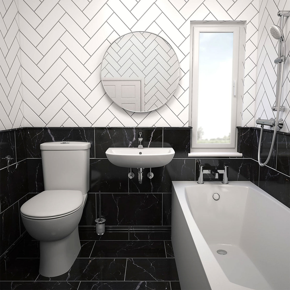 Grohe Start Edge & Bau Gloss Alpine white Round Wall-mounted Cloakroom Basin (W)55.3cm - Image 4