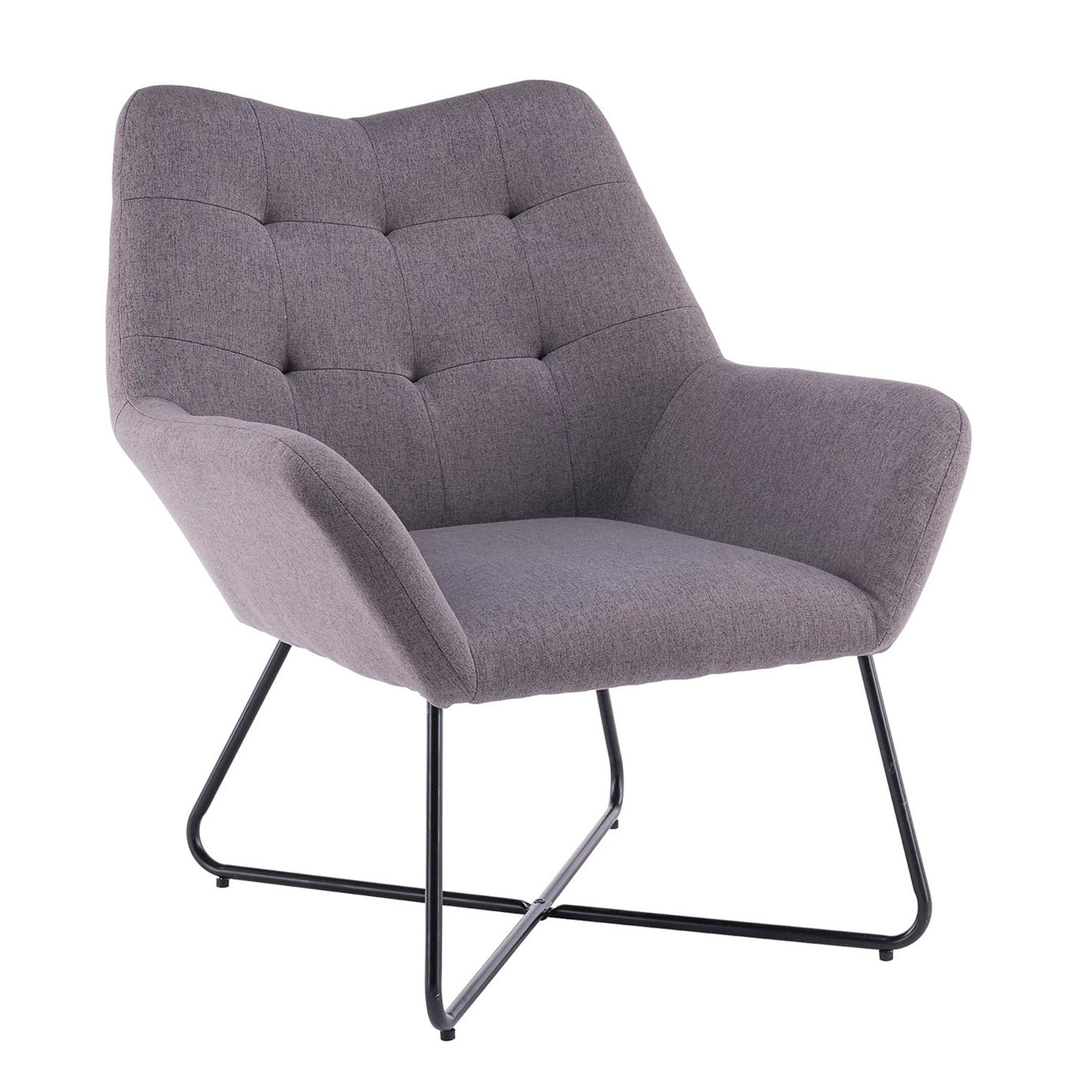 Turio Stone Grey Linen Effect Chair With Black Metal Legs H865mm W750mm D800mm - Image 3