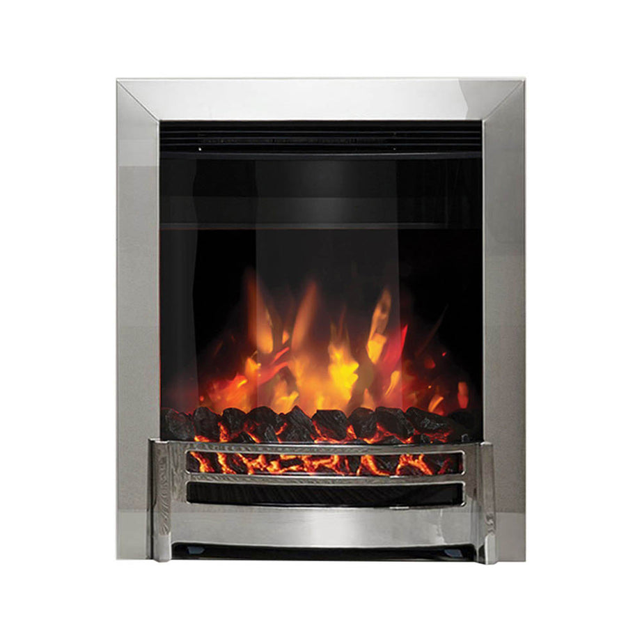 Electric Fire Fireplace Heater Chrome Thermostat Fan Heat LED Coal Effect 2kW - Image 1