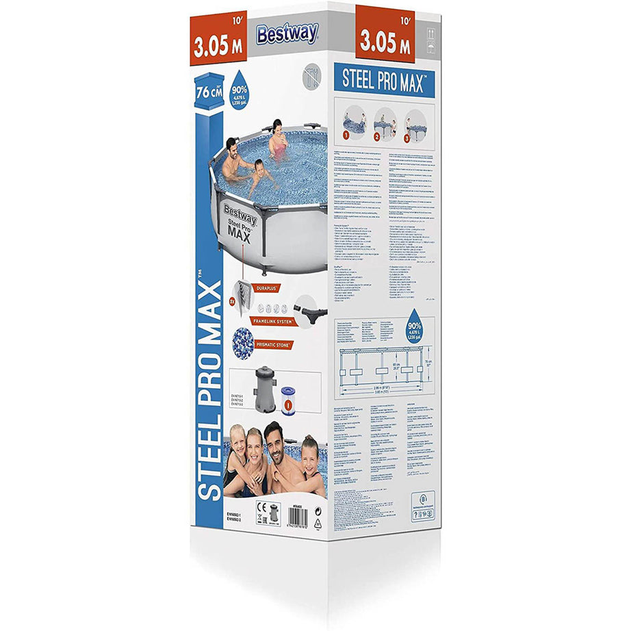 Bestway Swimming Pool Set Steel Pro Max Round Above Ground Outdoor 3.05m x 0.76m - Image 5