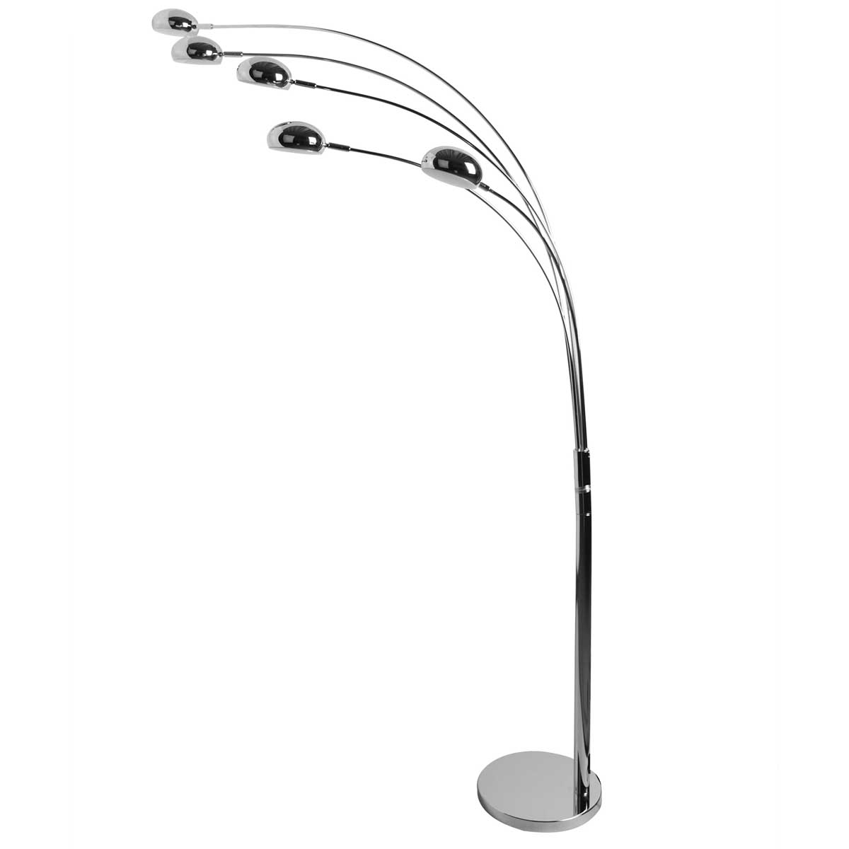 LED Floor Lamp Multi Arm Dimmable Chrome Effect Adjustable Warm White (H)1.6M - Image 1