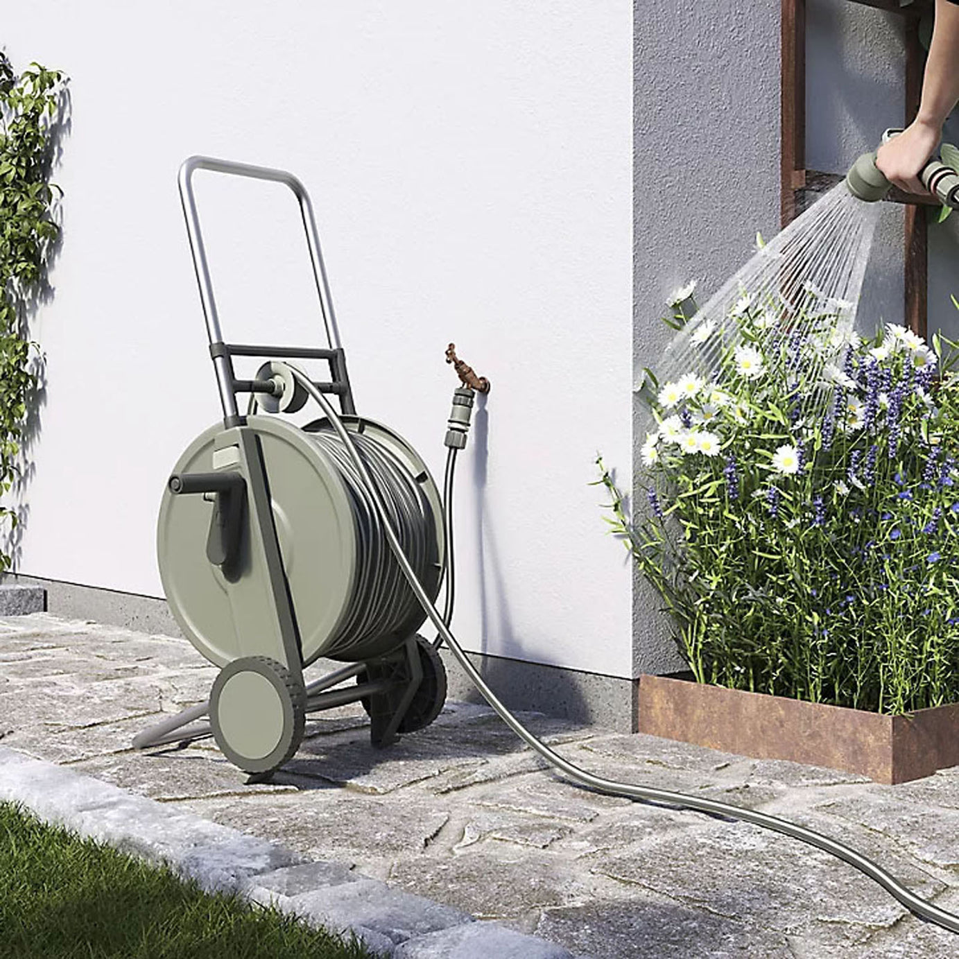 Verve Hose Cart Set Manual Freestanding (L)40m Green Portable Garden Water - Image 1