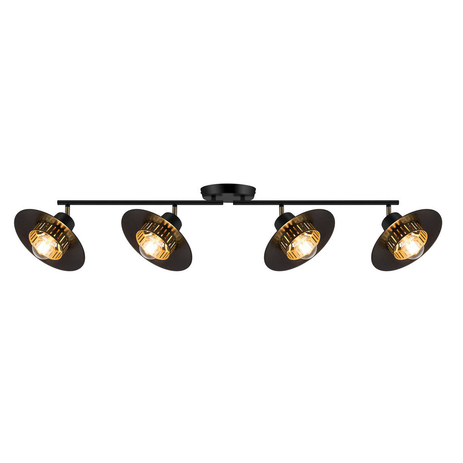 Ceiling Light 4 Lamp LED Tube Matt Metal Black Adjustable Heads Industrial - Image 1