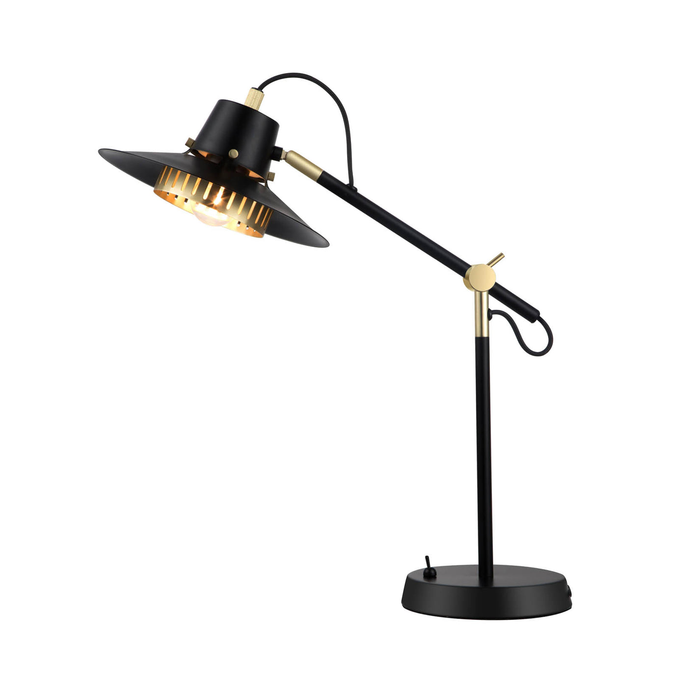 Table Lamp Delagoa Industrial Matt Black Gold Modern Open Shade Metal - Image 1