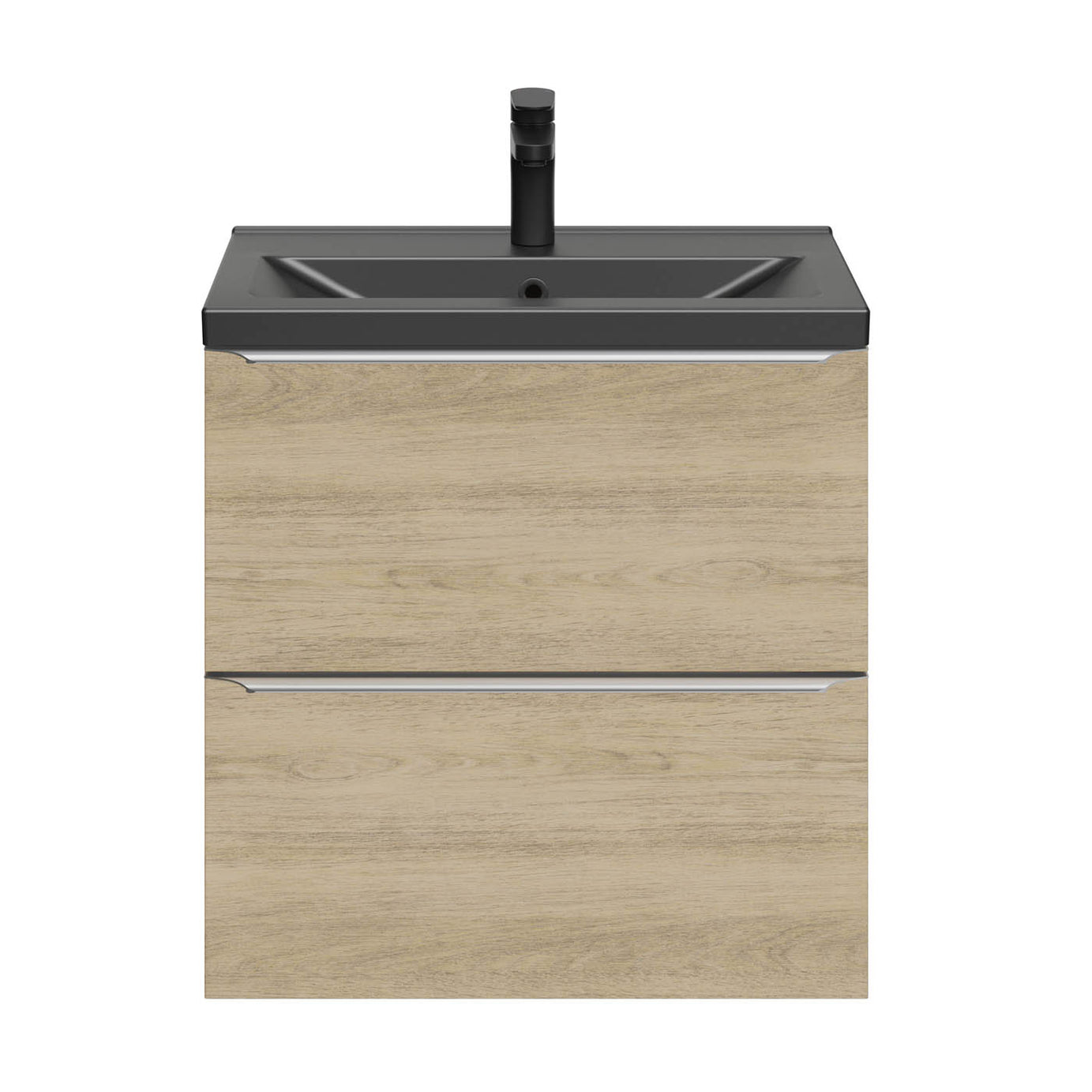 GoodHome Vanity Basin Nira slim Matt Black Rectangular (W)60.4cm - Image 1
