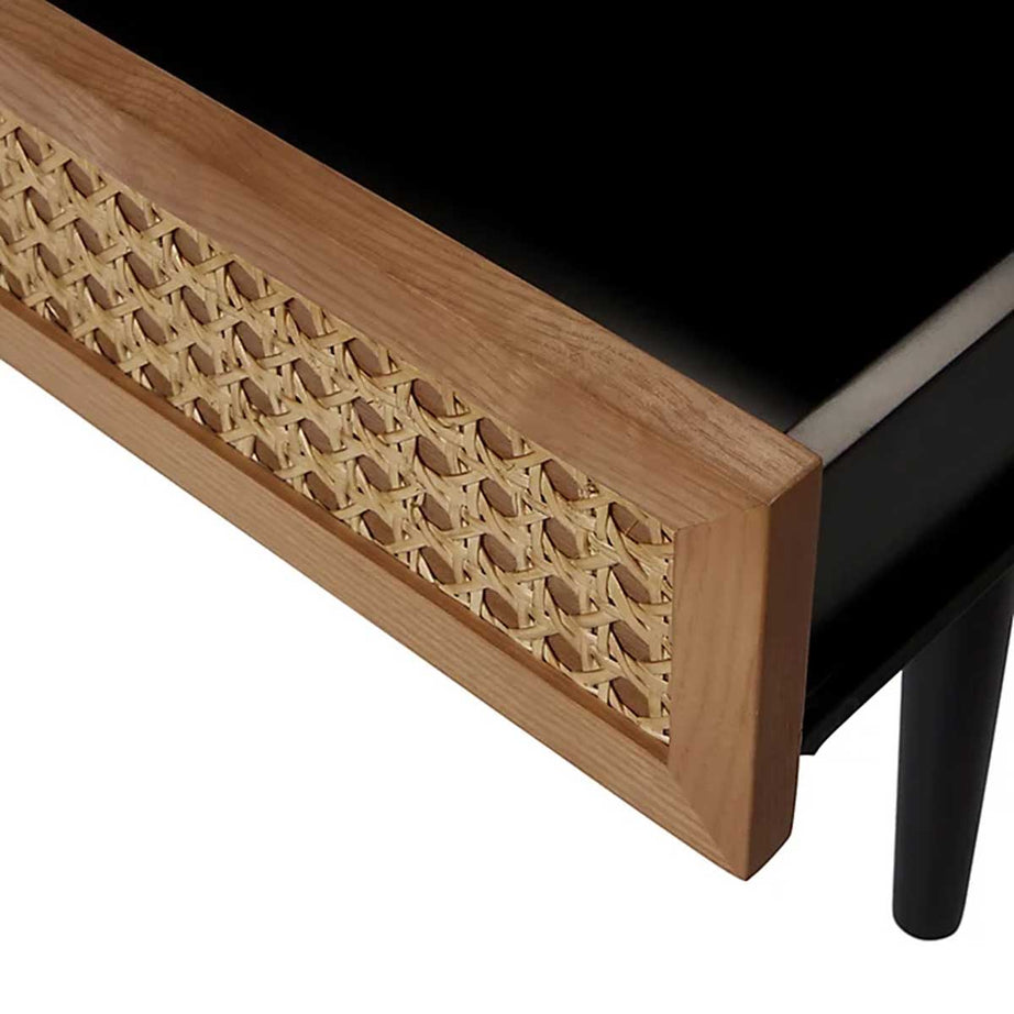 Coffee Table Matt Black Rectangular Wooden With Window Shelf And Drawer Modern - Image 7